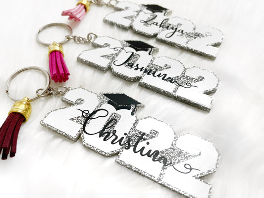 Graduation Keychain, Grad 2022, Class of 2022 Keychain, Personalized Grad Key Ring, Custom Grad Keychain, Graduation Gift, Acrylic Keychain