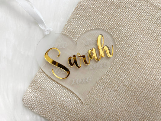 3D Acrylic Tag, Mirror Acrylic Name Tags, Custom Valentine's Day Tags, Valentine's Day Gift Tag, Custom Acrylic Name, Gift Tags, Laser Cut