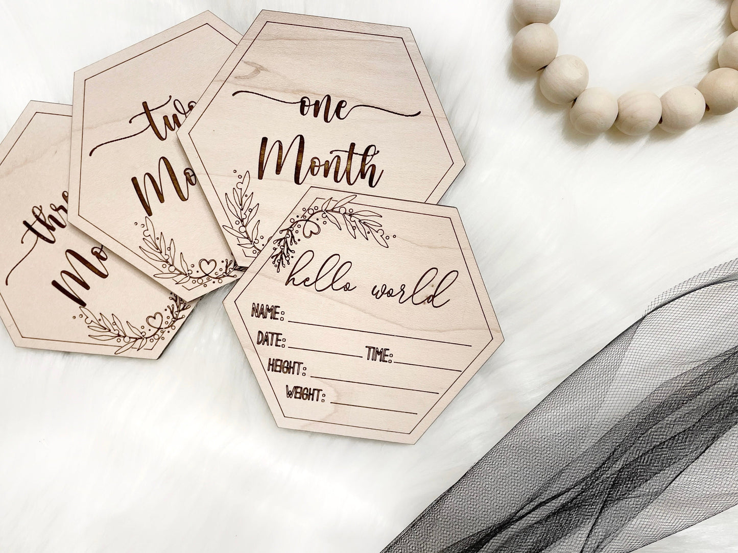 Floral Wooden Baby Milestone Plaques, Monthly Milestones, Modern Baby Growth Tracker, Hello World, Welcome Baby, Newborn Baby, Birth Stats