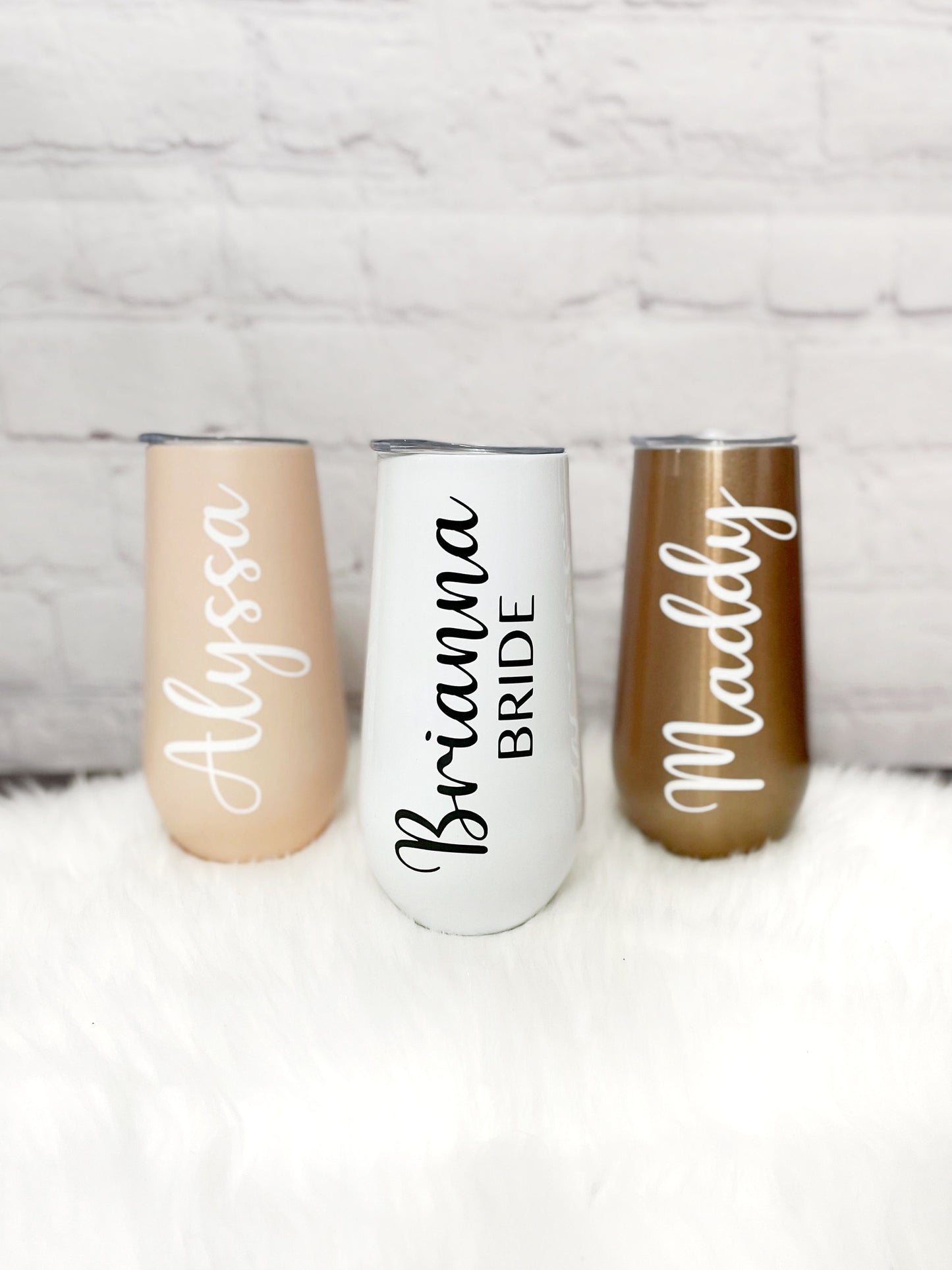 Personalized Stemless Champagne Flutes, Stemless Champagne Tumbler, Personalized Champagne Tumbler 6 Oz, Wedding Gift, Bridesmaid Gifts