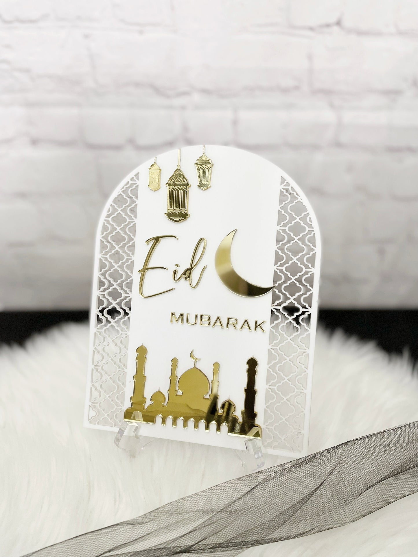 Eid Mubarak Sign, Ramadan Mubarak Sign, Gold & White Eid/Ramadan Decoration Ideas, Mosque Cutout, 3D Eid Mubarak, Islamic Decor Inspo