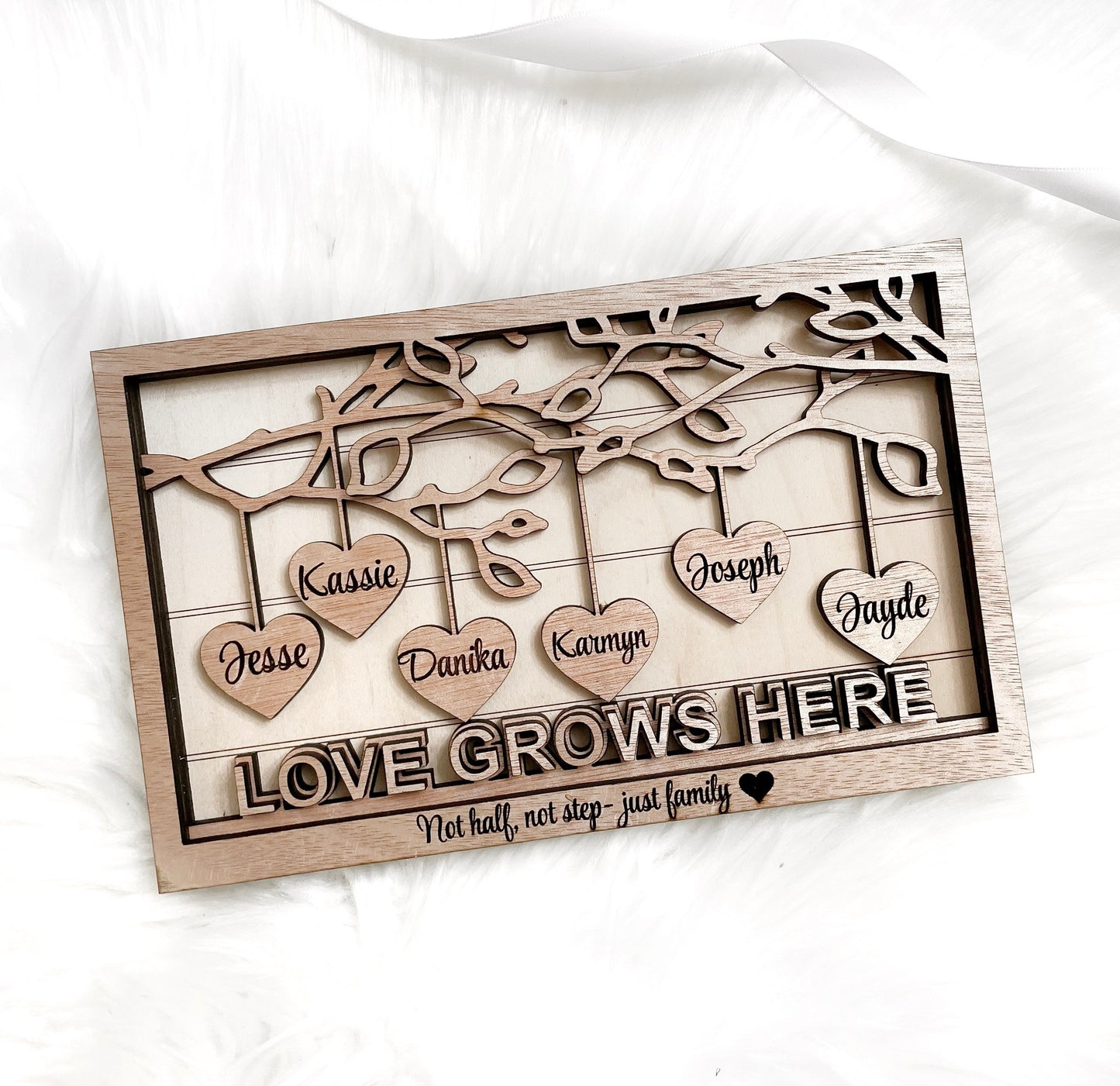 Family Frame, Hanging Hearts, Family Tree, Sentimental Gift, Mother's Day Gift, Gift for Her, Custom Frame, Personalized Frame, Home Decor