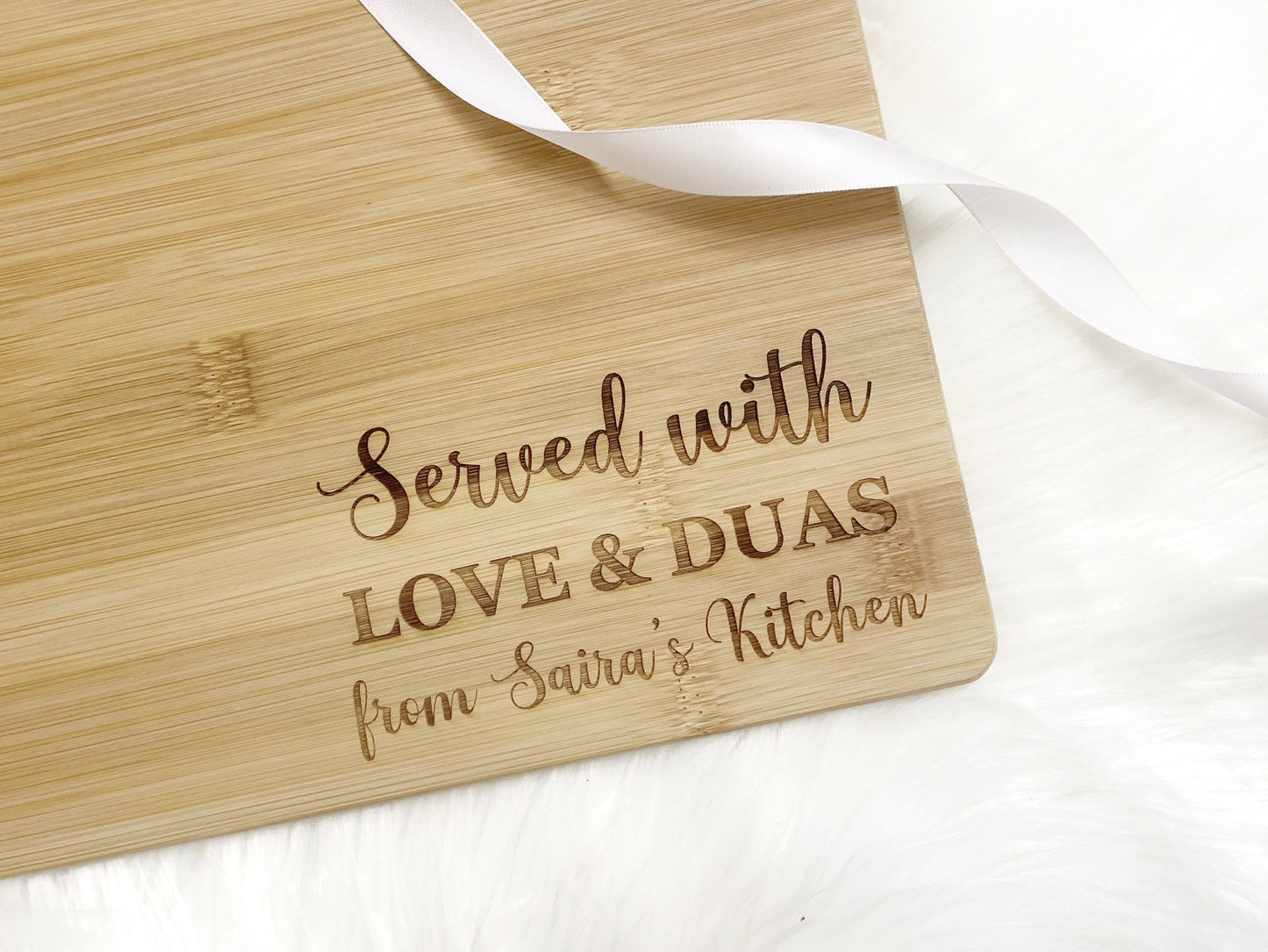 Served with Love and Duas Cutting Board, Custom Engraved Serving Board, Ramadan Gift, Eid Gift, Gift Idea for Mom, Islamic Kitchen Decor