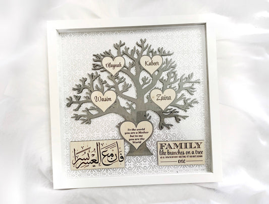 Custom Family Tree, Islamic Family Tree, Sentimental Islamic Gift, Mother's Day, Gift for Her, Custom Frame, Personalized Frame, Home Decor