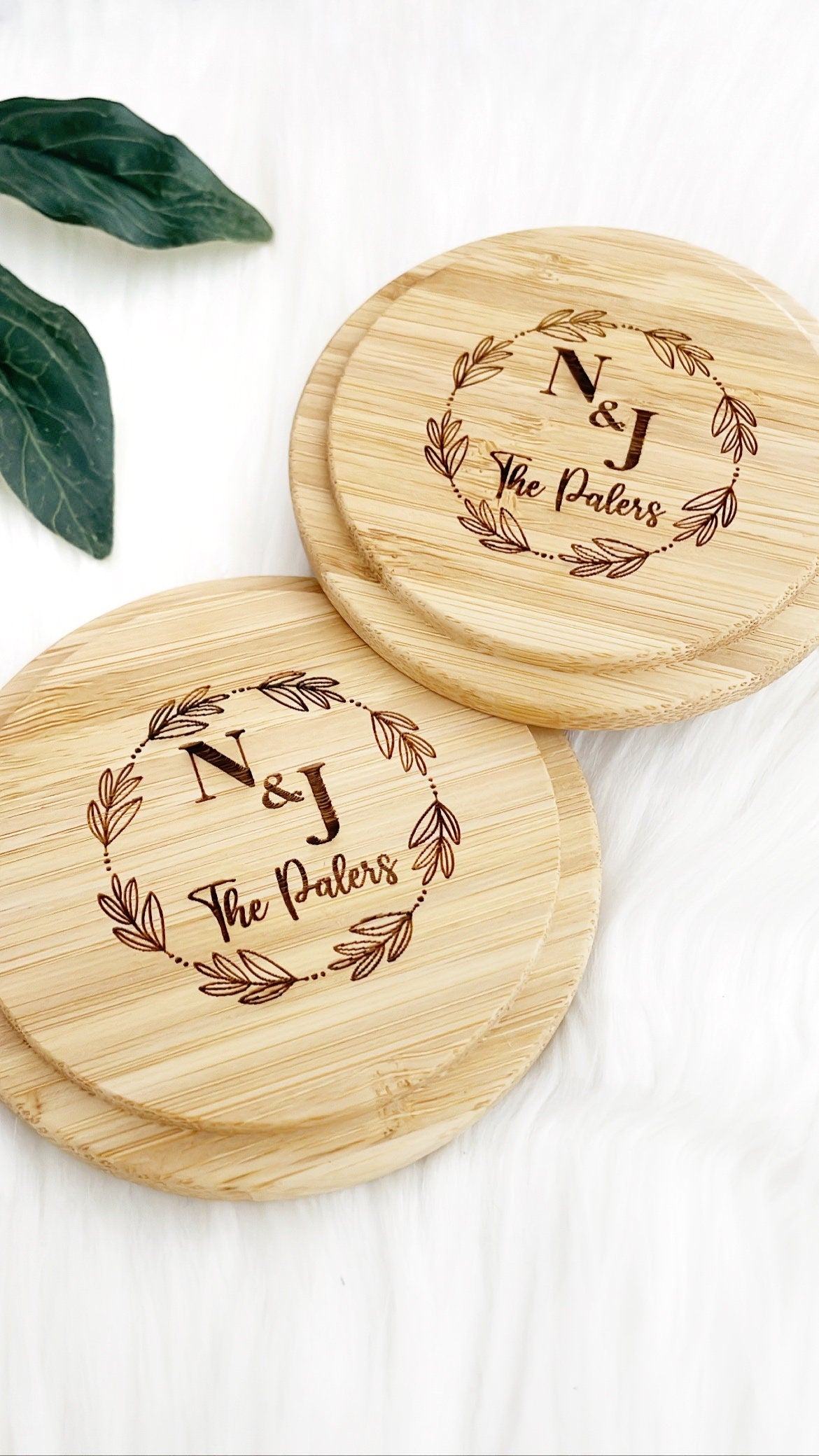 Custom Engraved Coasters,  Personalized Wood Coasters, Coasters Set, Housewarming Gift, Bridal Shower Gift, Wedding Gift, Kitchen Decor