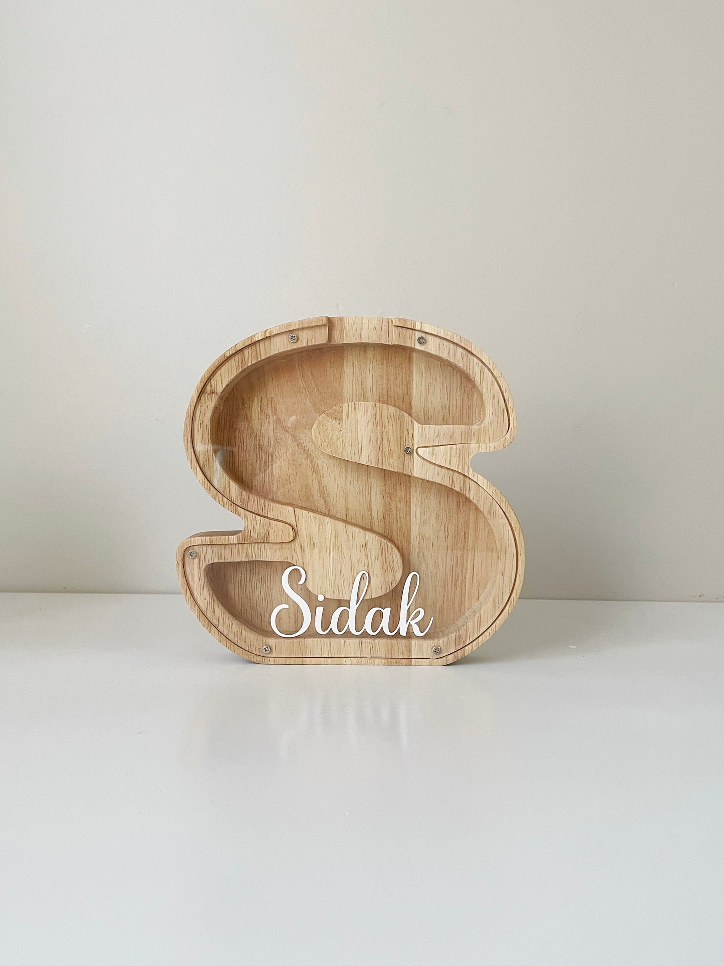 Custom Alphabet Letter, Personalized Wooden Money Bank for Kids, Piggy Bank, Gifts for Kids, Vacation Fund, Everyday Savings Bank, Home Deco