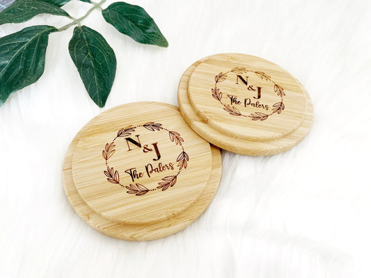 Custom Engraved Coasters,  Personalized Wood Coasters, Coasters Set, Housewarming Gift, Bridal Shower Gift, Wedding Gift, Kitchen Decor