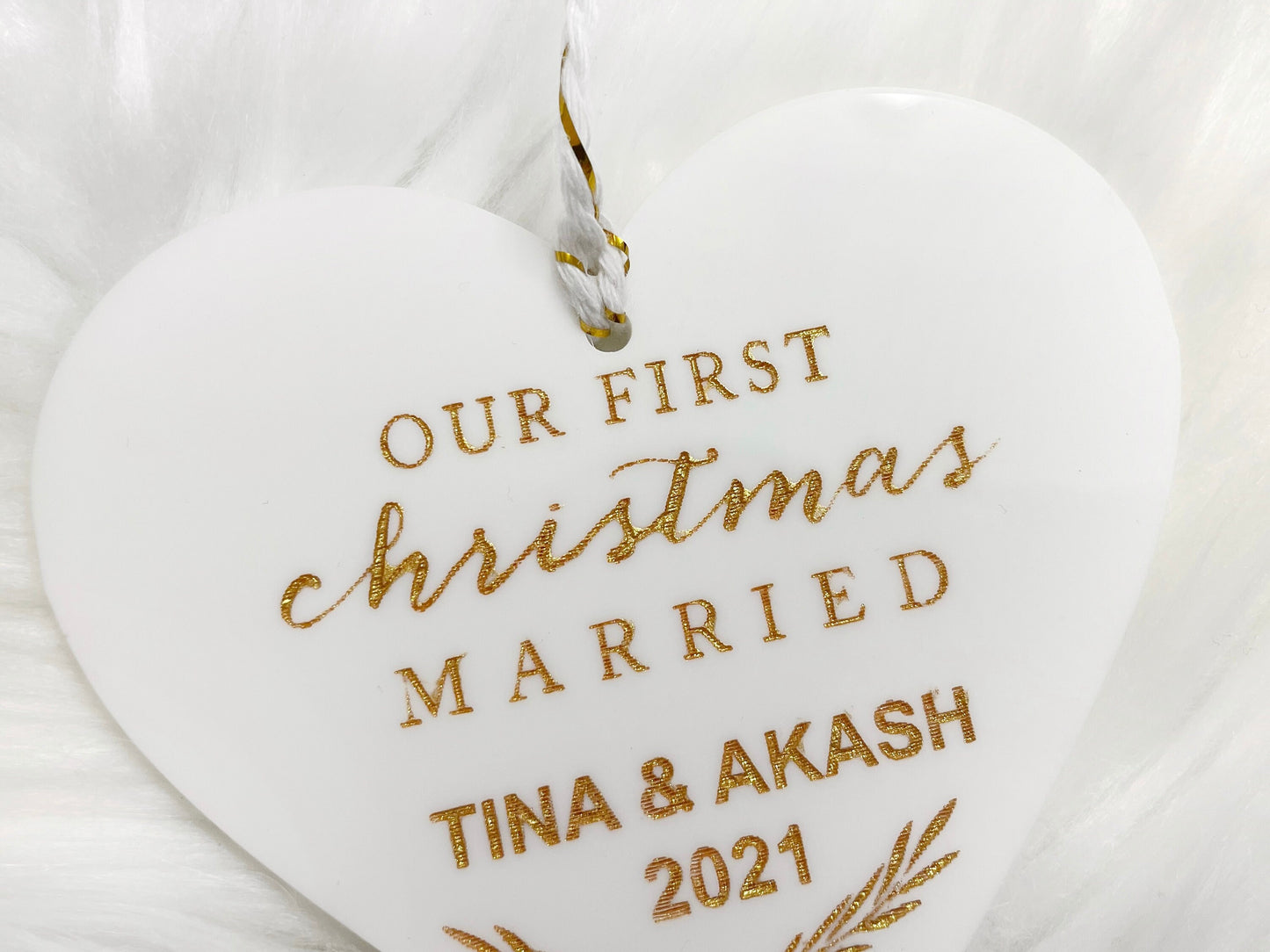 Acrylic First Christmas Ornament, White and Gold Acrylic Ornament for Newlyweds, First Christmas Together 2022, Mr & Mrs Christmas Ornament