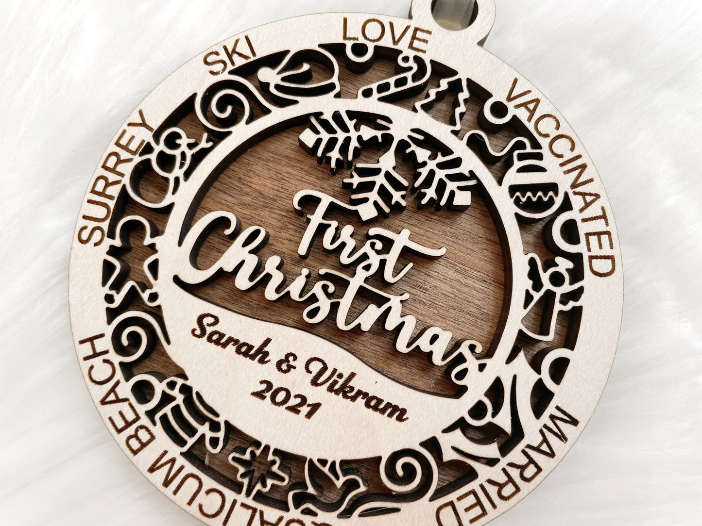 Our First Christmas Wooden Ornament, Custom Wooden Ornament for Newlyweds, First Christmas Together 2022, Mr & Mrs Christmas Ornament