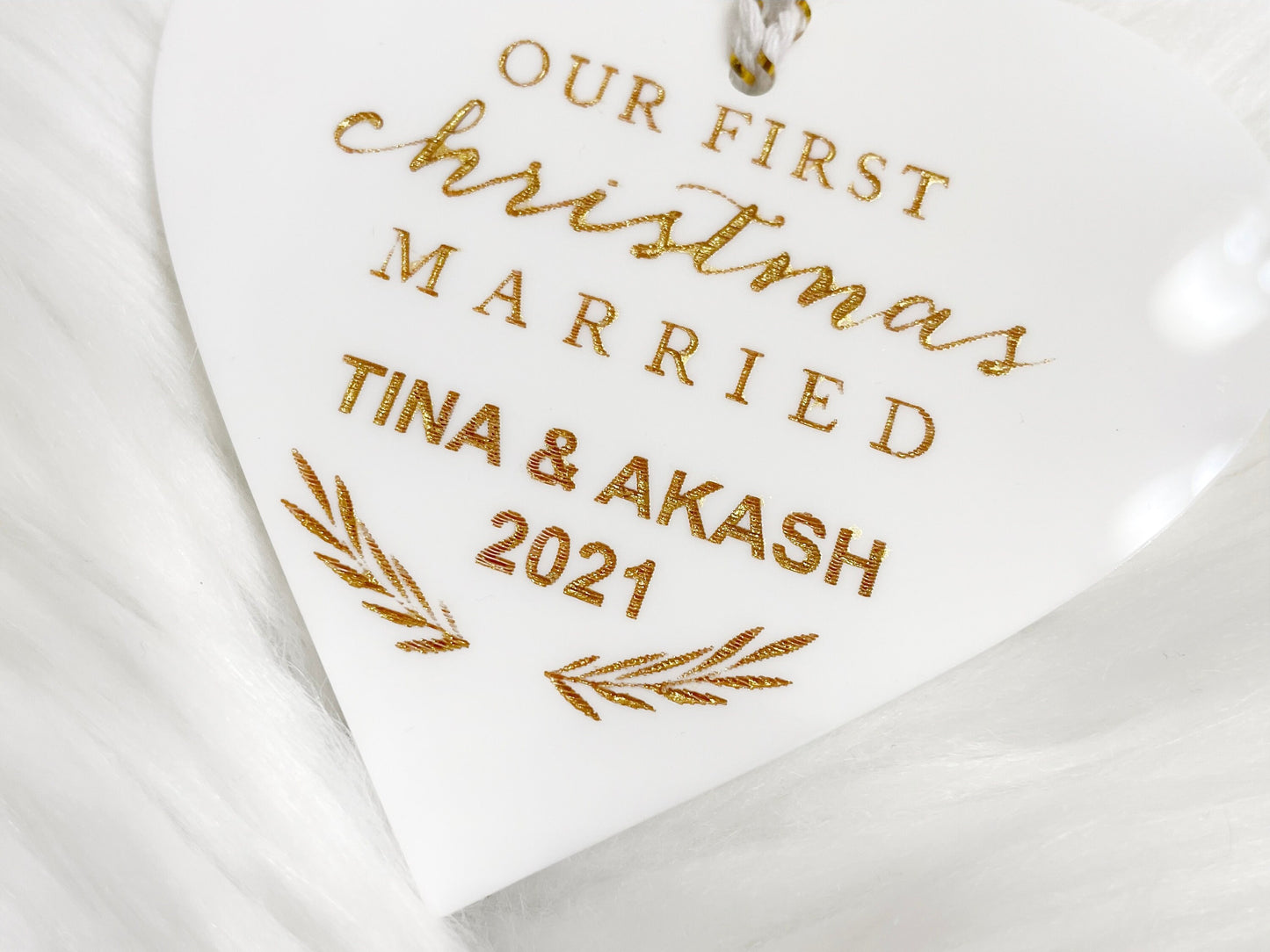 Acrylic First Christmas Ornament, White and Gold Acrylic Ornament for Newlyweds, First Christmas Together 2022, Mr & Mrs Christmas Ornament