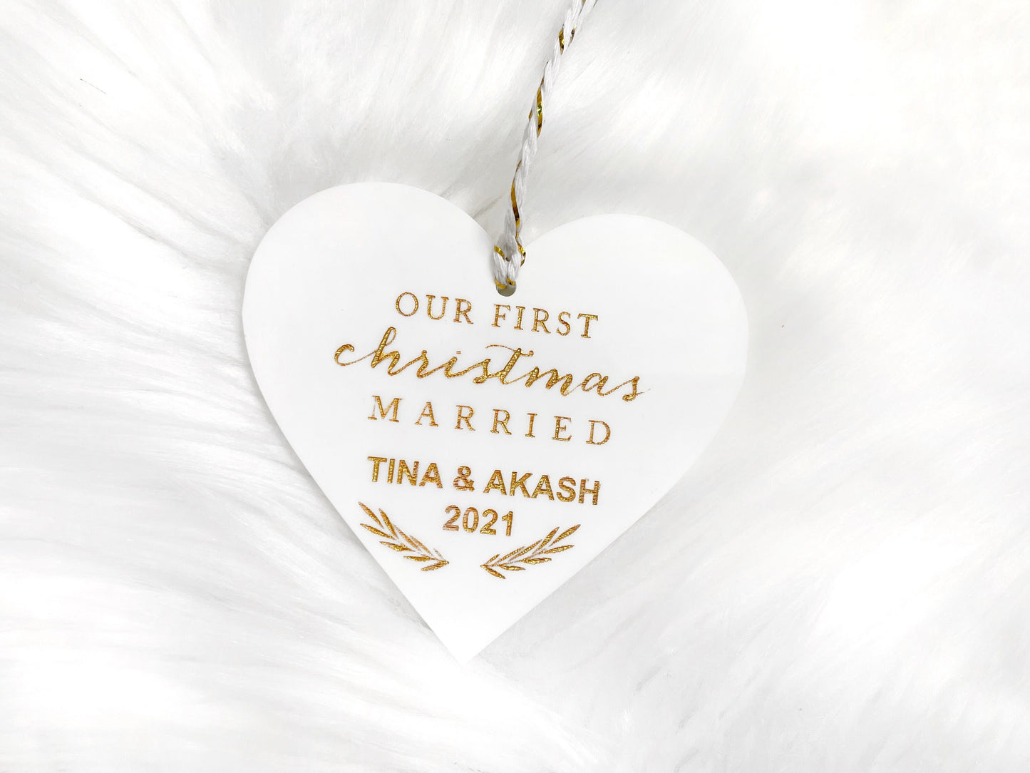 Acrylic First Christmas Ornament, White and Gold Acrylic Ornament for Newlyweds, First Christmas Together 2022, Mr & Mrs Christmas Ornament