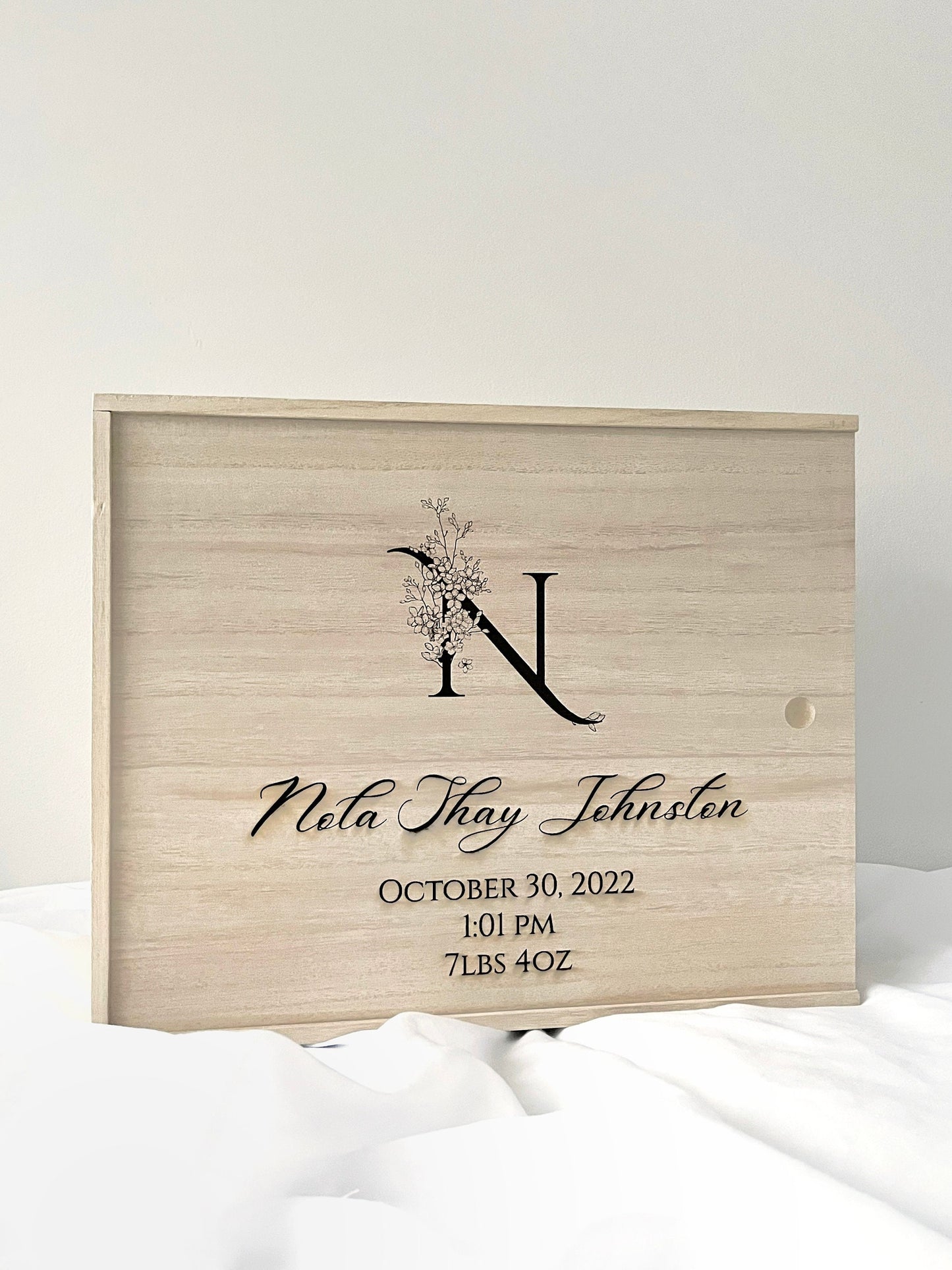 Personalized Wooden Baby Keepsake Box, Large Custom Baby Memory Box, Rustic Keepsake Baby Box, Birth Stats Keepsake, Newborn Christmas Gift