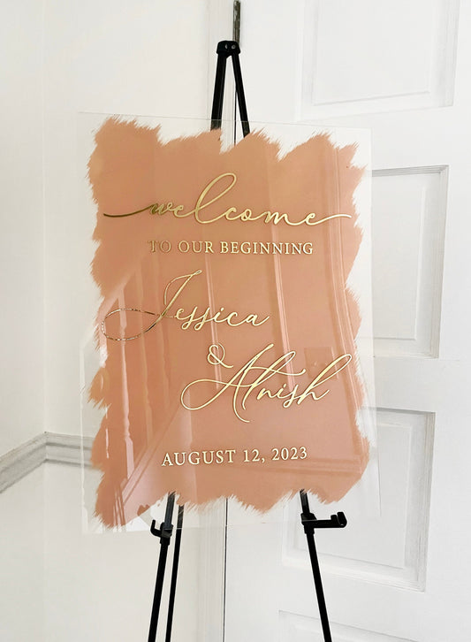 Acrylic Wedding Sign, Engagement Welcome Entrance Sign, Welcome to our Beginning Acrylic Sign, Personalized Entrance, Wedding Inspiration