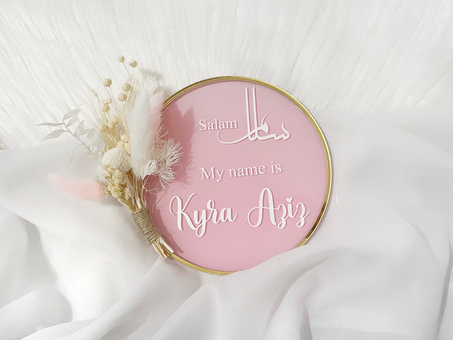 Floral Acrylic Birth Announcement Plaque, Salaam World Sign, Modern Birth Announcement, Welcome Babygirl Sign, Newborn Baby, Birth Stats