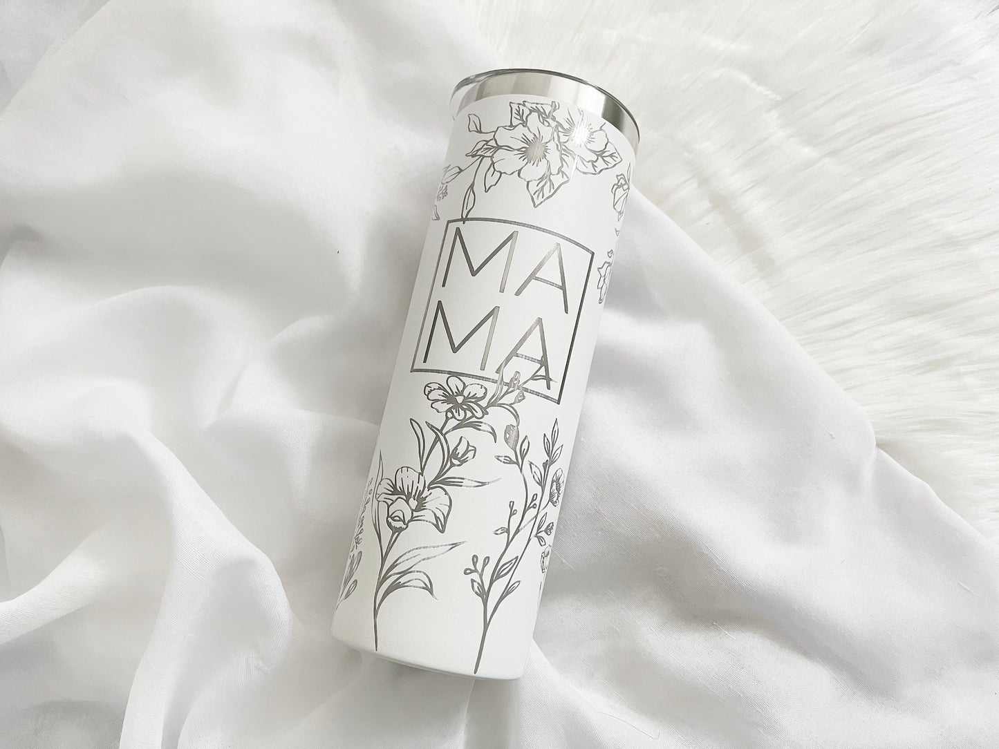 Custom Engraved Mama Tumbler, Personalized Tumbler for Mom, Floral Mom Tumbler, Engraved Tumbler Wrap, Mother's Day Gift, Gift for New Mom