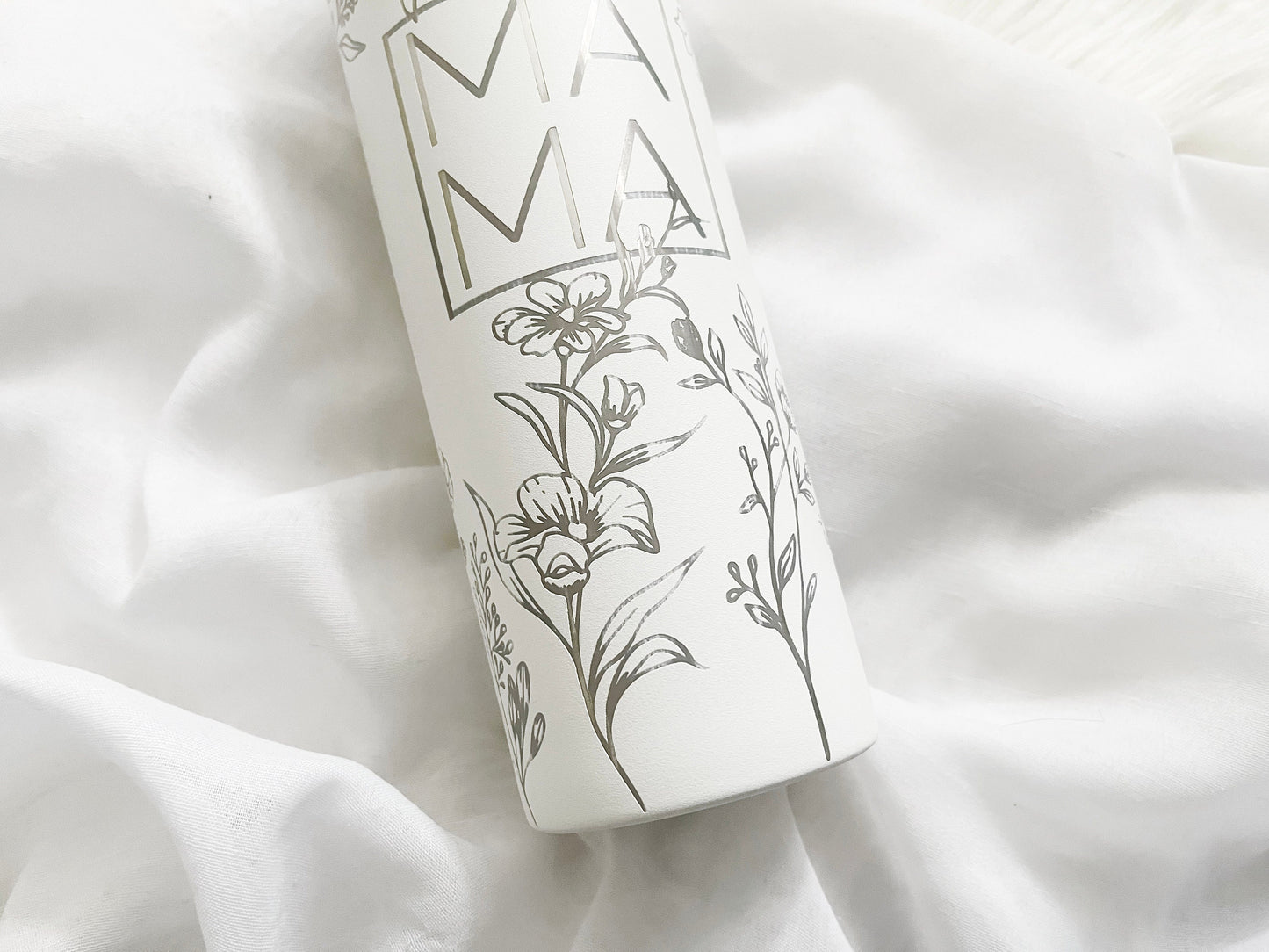 Custom Engraved Mama Tumbler, Personalized Tumbler for Mom, Floral Mom Tumbler, Engraved Tumbler Wrap, Mother's Day Gift, Gift for New Mom