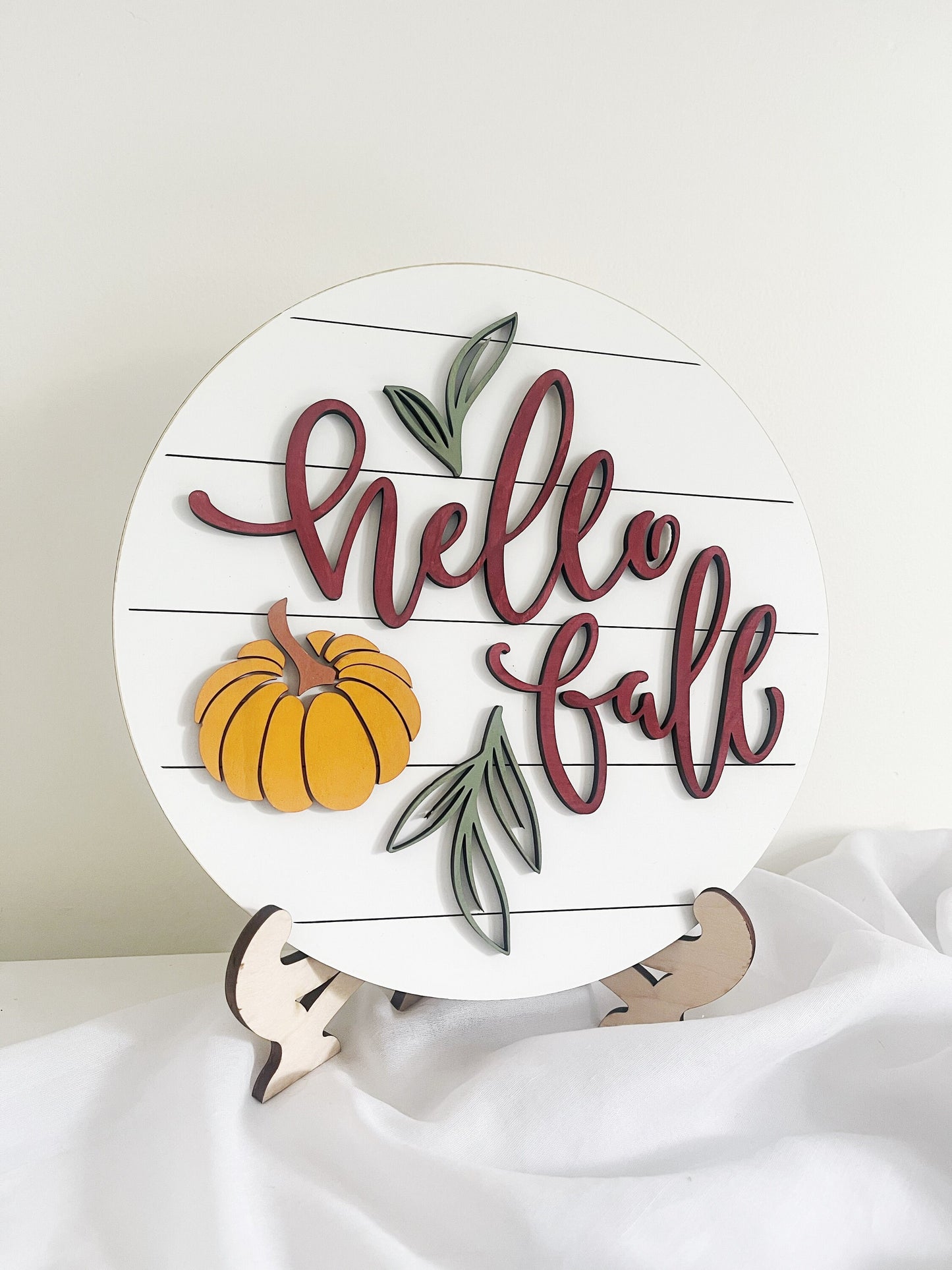 Hello Fall Round Door Sign, Fall Welcome Sign, Family Welcome Sign, Wooden Hanging Door Sign, Fall Decor, Thanksgiving Decor, Home Entrance