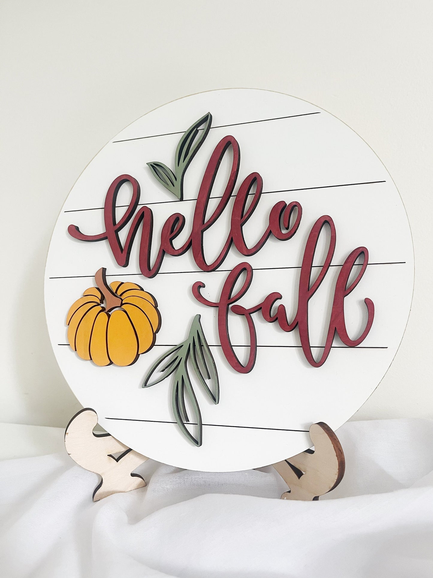 Hello Fall Round Door Sign, Fall Welcome Sign, Family Welcome Sign, Wooden Hanging Door Sign, Fall Decor, Thanksgiving Decor, Home Entrance