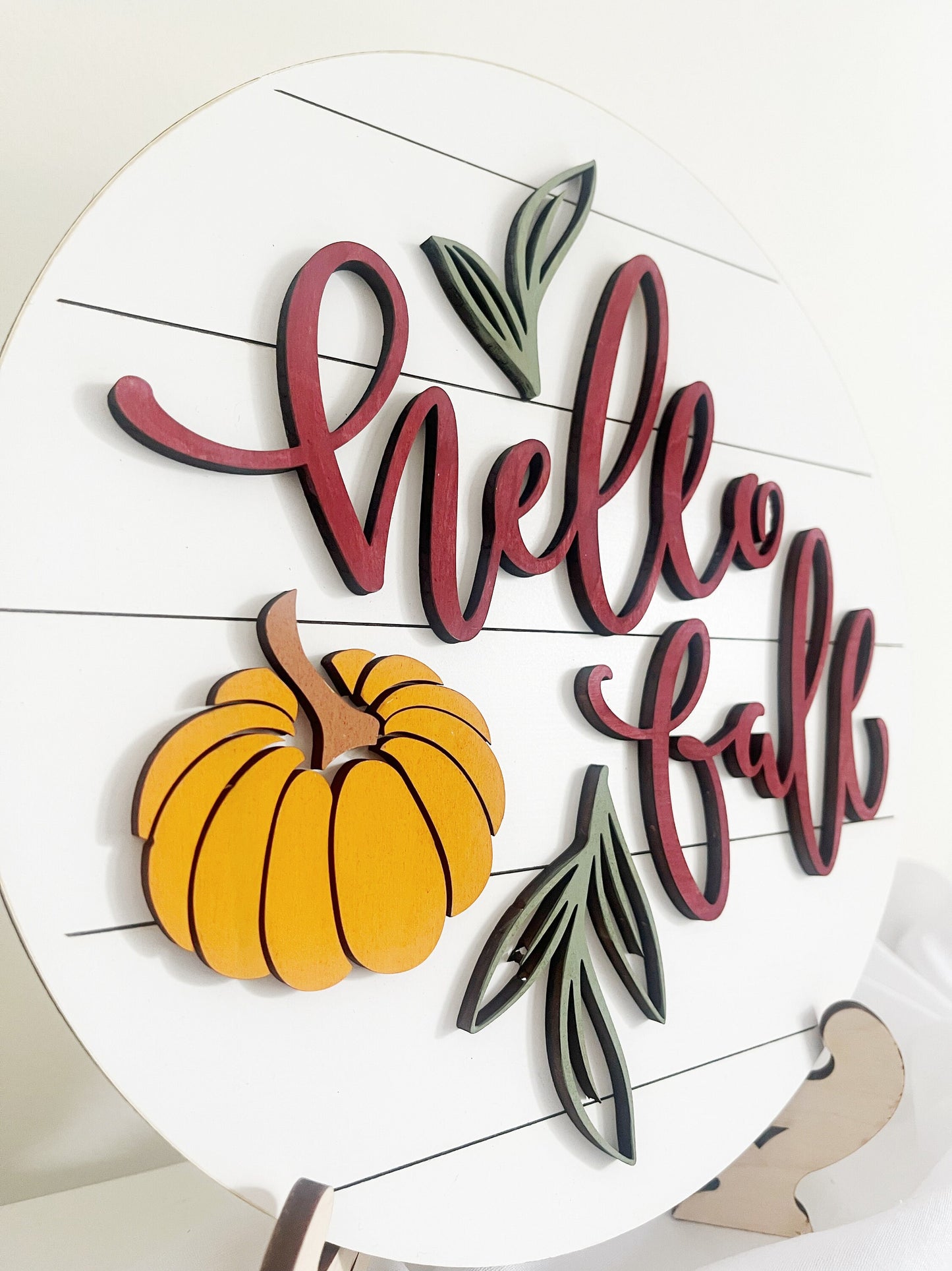 Hello Fall Round Door Sign, Fall Welcome Sign, Family Welcome Sign, Wooden Hanging Door Sign, Fall Decor, Thanksgiving Decor, Home Entrance