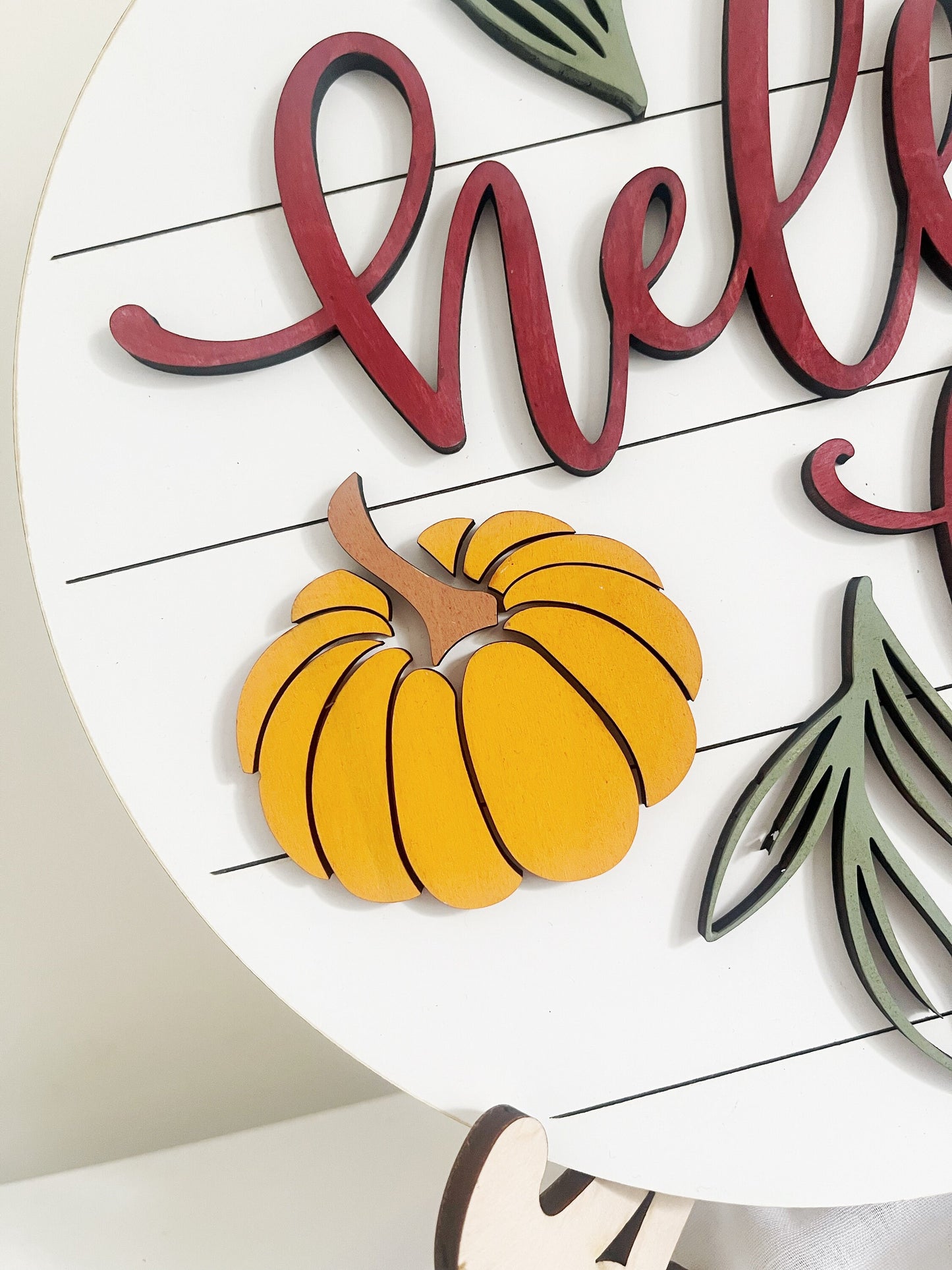 Hello Fall Round Door Sign, Fall Welcome Sign, Family Welcome Sign, Wooden Hanging Door Sign, Fall Decor, Thanksgiving Decor, Home Entrance