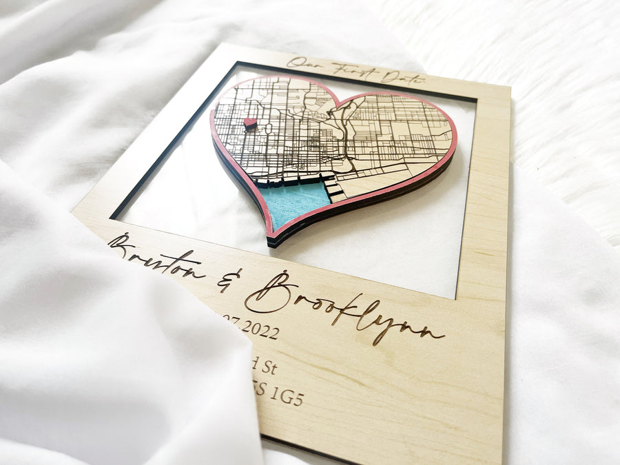 Where it All Began, Wood Map Frame, Where We Met, The Day our Story Began, Couples Gift, Gift for Her, Couple Gift, Engagement Gift, Wedding