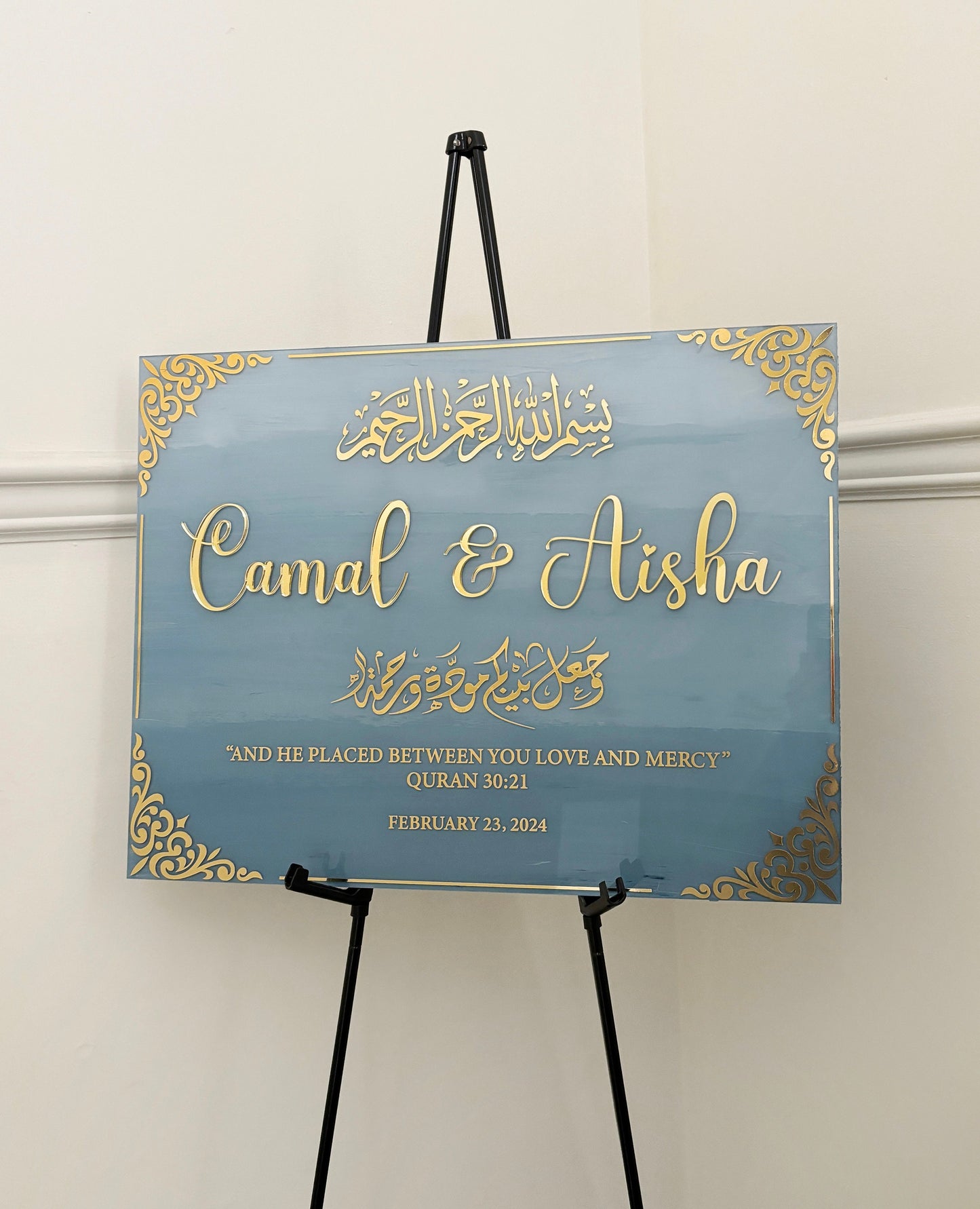 Personalized Arabic Calligraphy Acrylic Sign for Wedding Ceremony