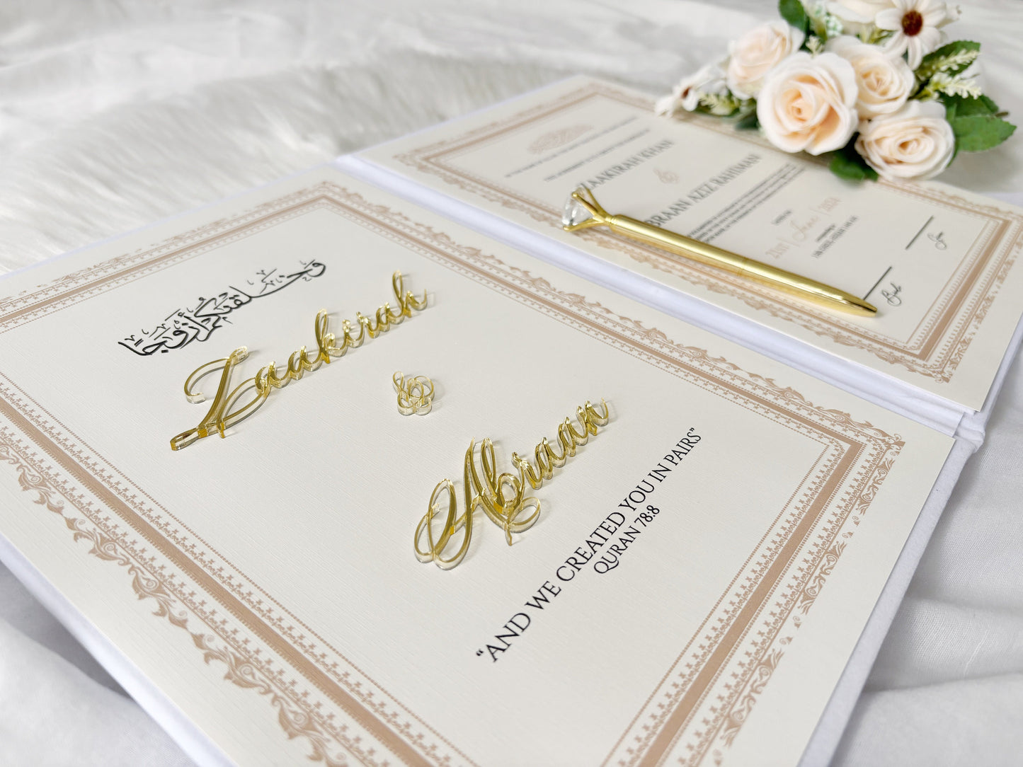 Nikkah Contract Folder, Personalized Nikkah Contract, Nikkah Nama, Nikkah Certificate, Nikkah Sign