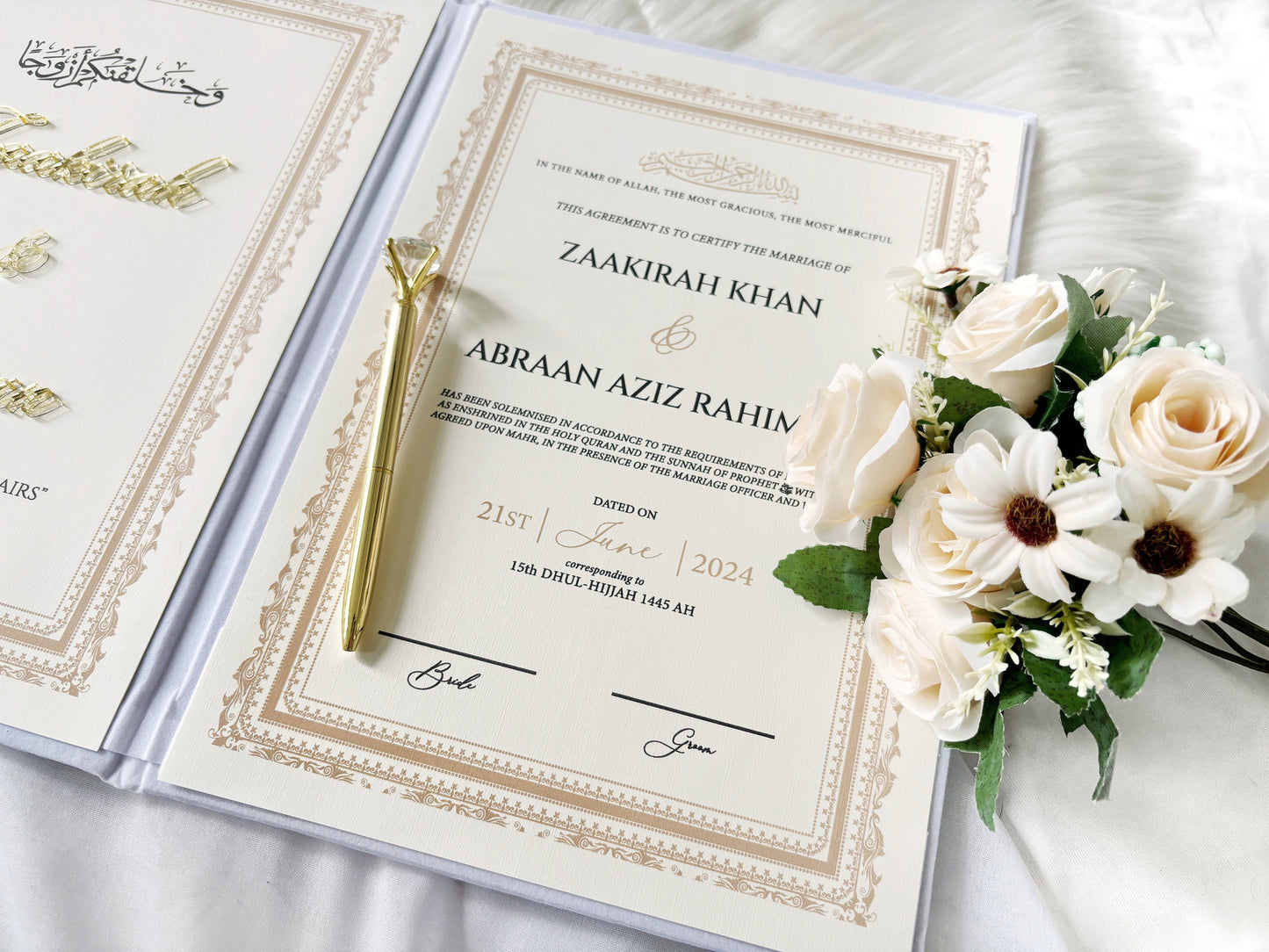 Nikkah Contract Folder, Personalized Nikkah Contract, Nikkah Nama, Nikkah Certificate, Nikkah Sign