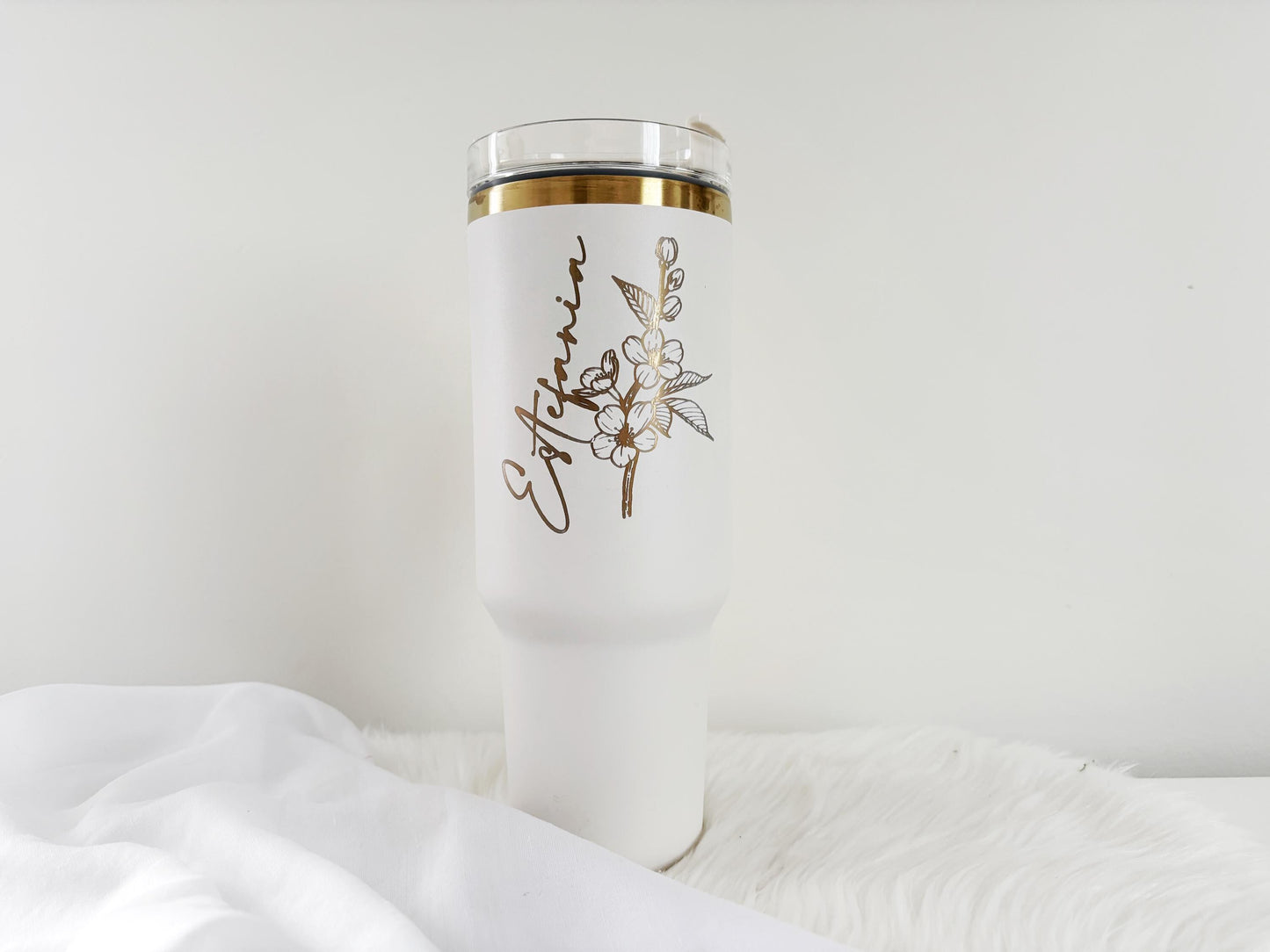 Custom Engraved Rainbow Floral Tumber, Personalized 40oz Tumbler for Her, Floral Tumbler Design, Engraved Tumbler Wrap