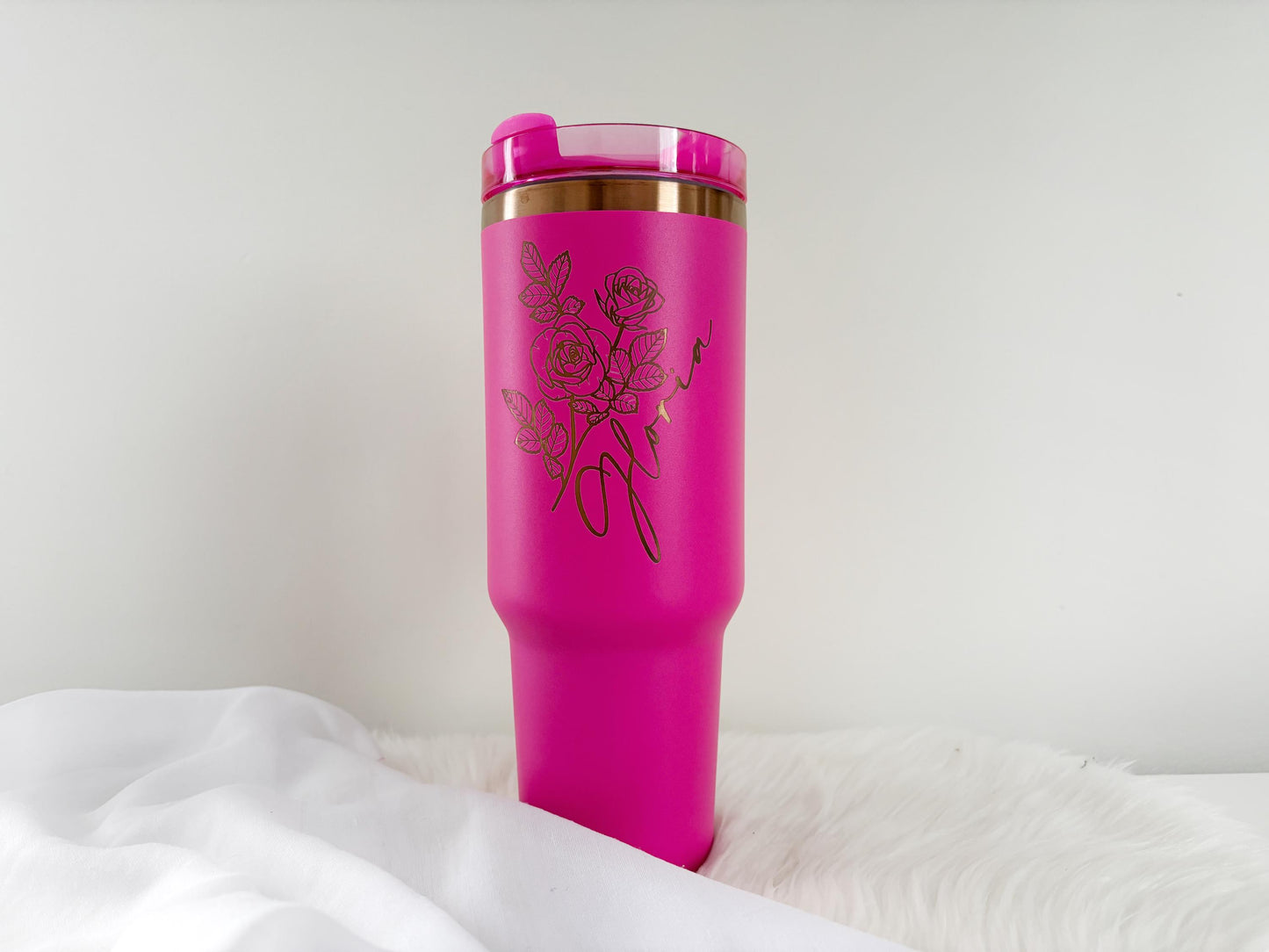 Custom Engraved Rainbow Floral Tumber, Personalized 40oz Tumbler for Her, Floral Tumbler Design, Engraved Tumbler Wrap