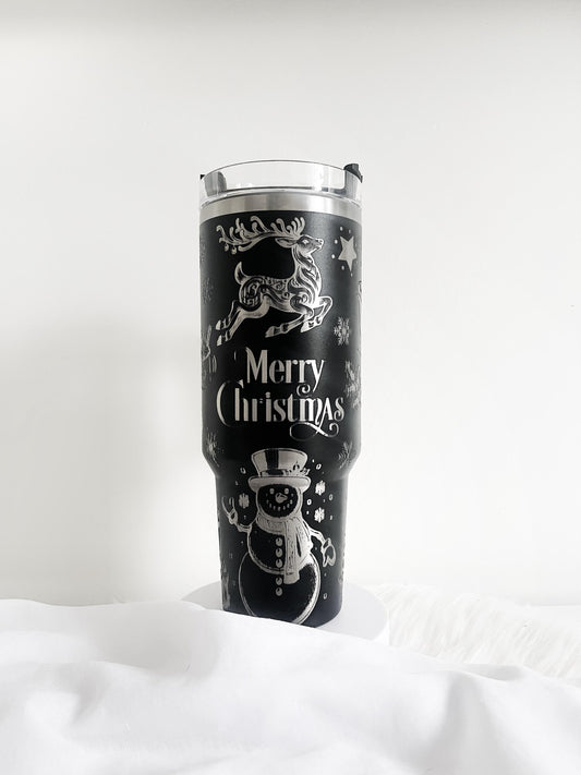 Custom Engraved Christmas Tumber, Personalized 40oz Holiday Tumbler, Seasonal Tumbler Design, Engraved Tumbler Wrap, Christmas 2024