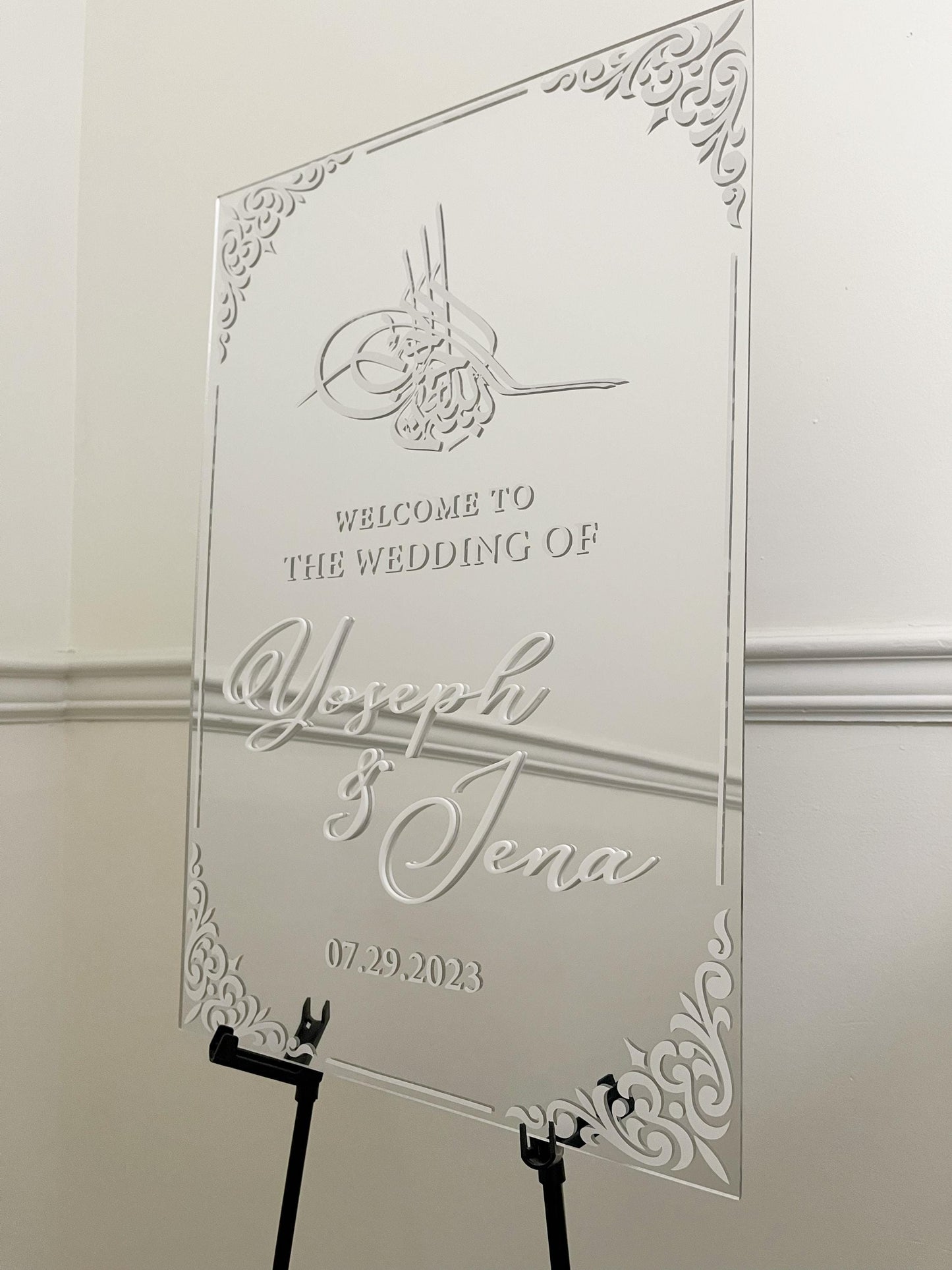 Mirror Nikkah Sign, Islamic Acrylic Welcome Entrance Sign, Personalized Arabic Calligraphy, Islamic Wedding Decor, Personalized Wedding Sign