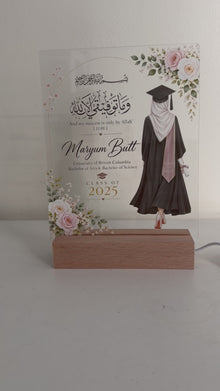 Personalized Islamic Graduation Plaque | Floral Hijabi Graduate Keepsake