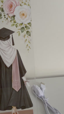 Personalized Islamic Graduation Plaque | Floral Hijabi Graduate Keepsake