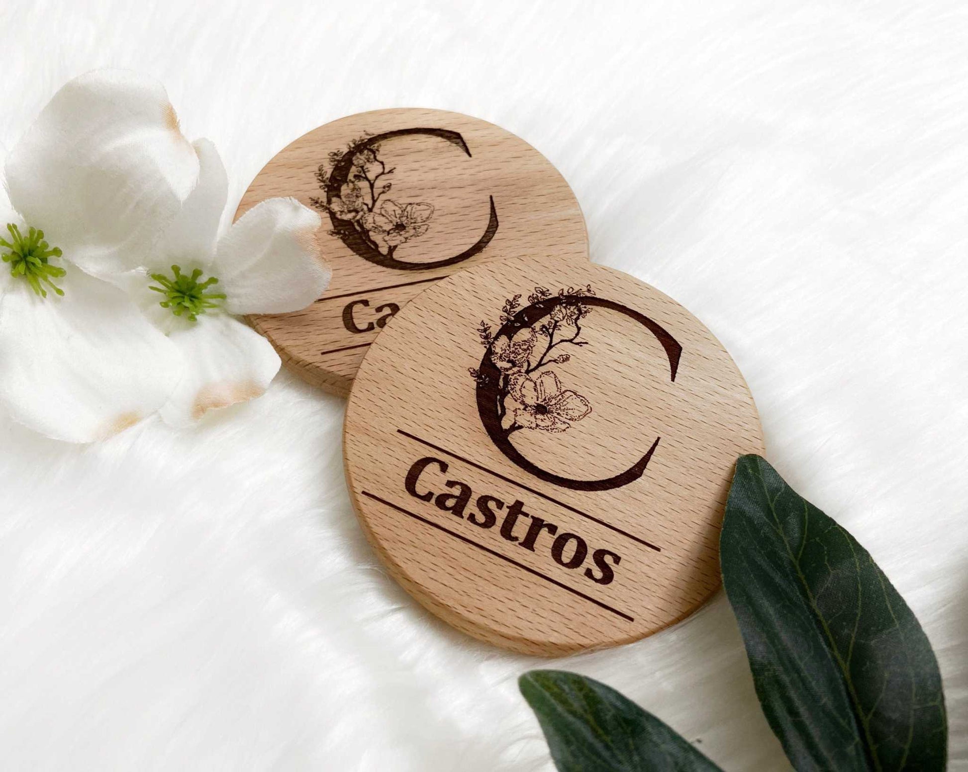 2 Initial Coasters - Custom Engraved Gifts