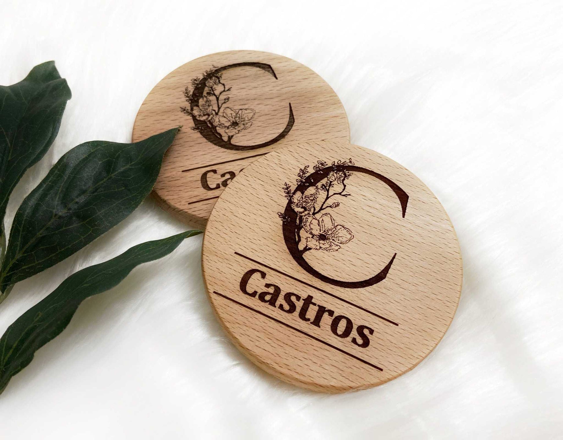 2 Initial Coasters - Custom Engraved Gifts