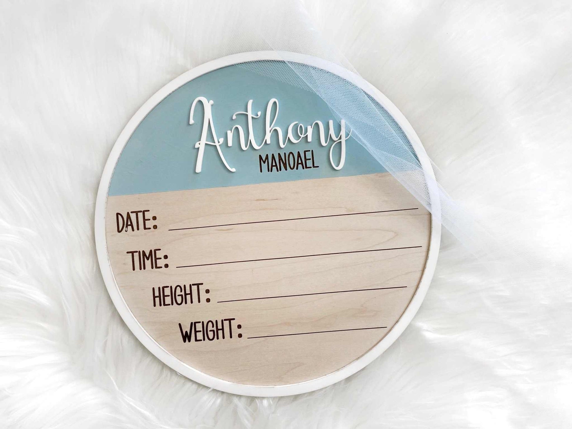 Beautiful Wooden Birth Announcement Plaque - Perfect Baby Arrival Sign