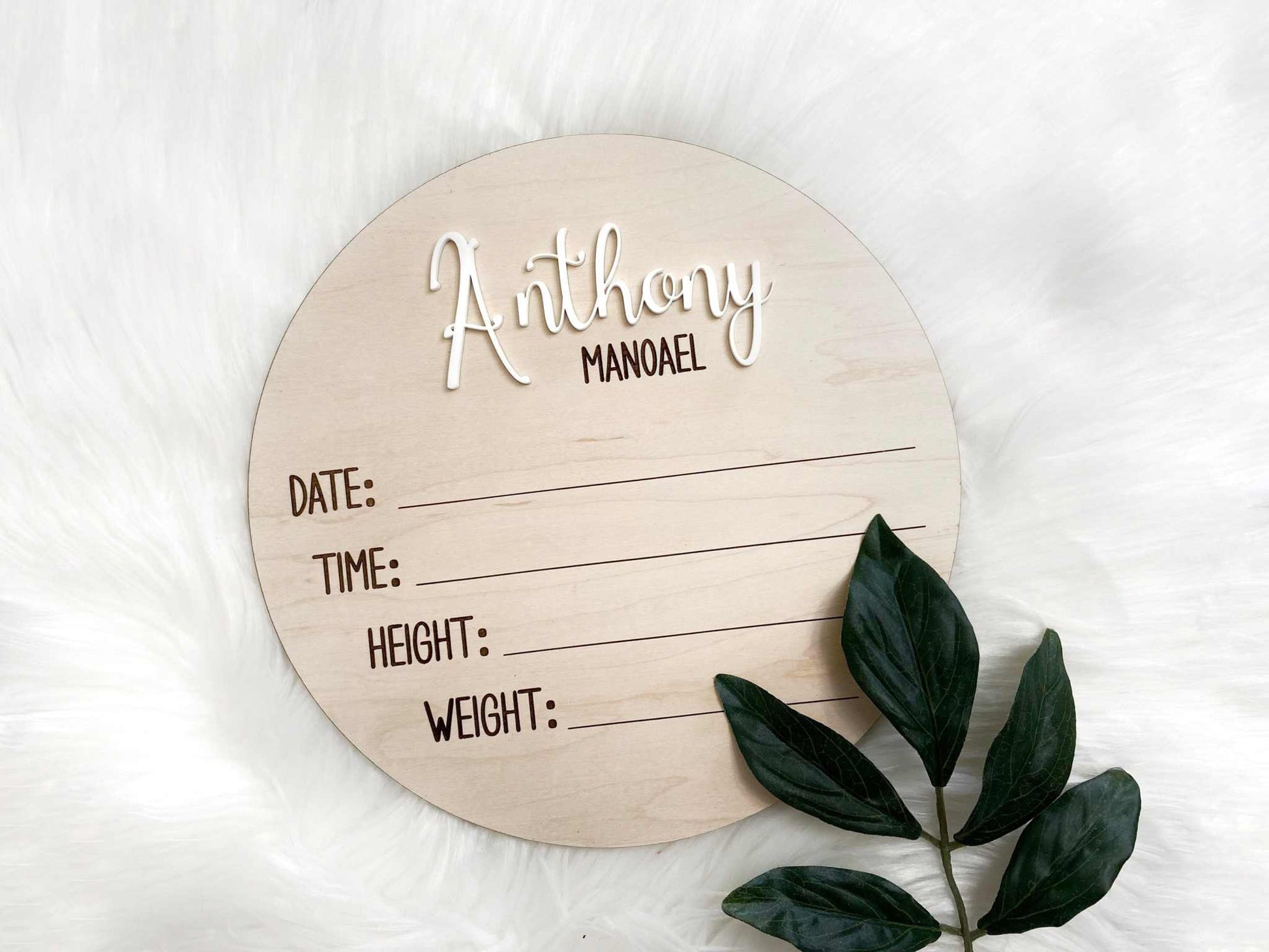 Beautiful Wooden Birth Announcement Plaque - Perfect Baby Arrival Sign