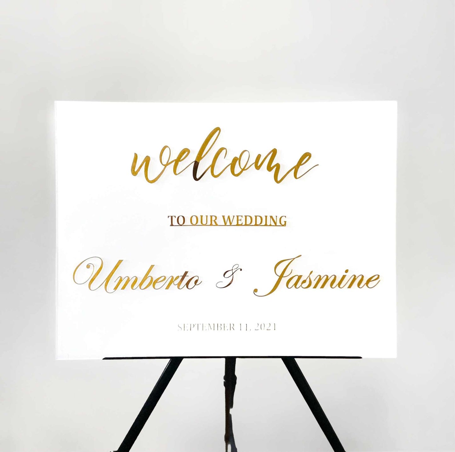 Pink & Gold Wedding Ceremony Sign - Custom Acrylic Welcome Decor