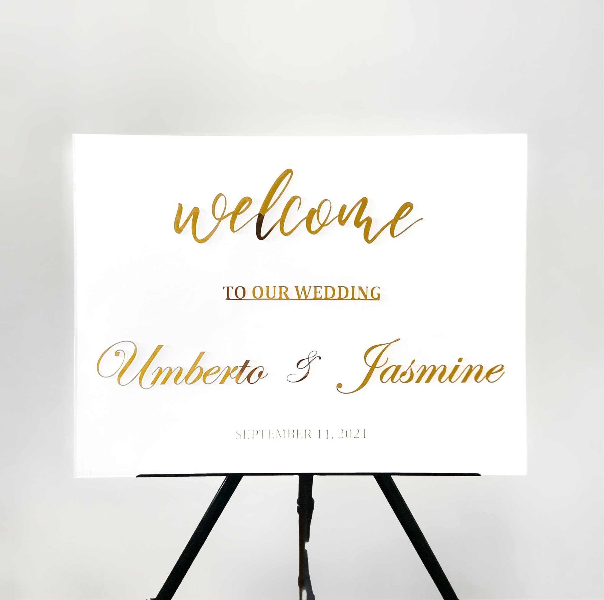 Pink & Gold Wedding Ceremony Sign - Custom Acrylic Welcome Decor