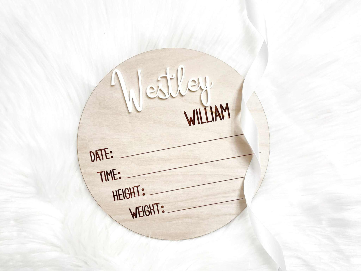 Beautiful Wooden Birth Announcement Plaque - Perfect Baby Arrival Sign