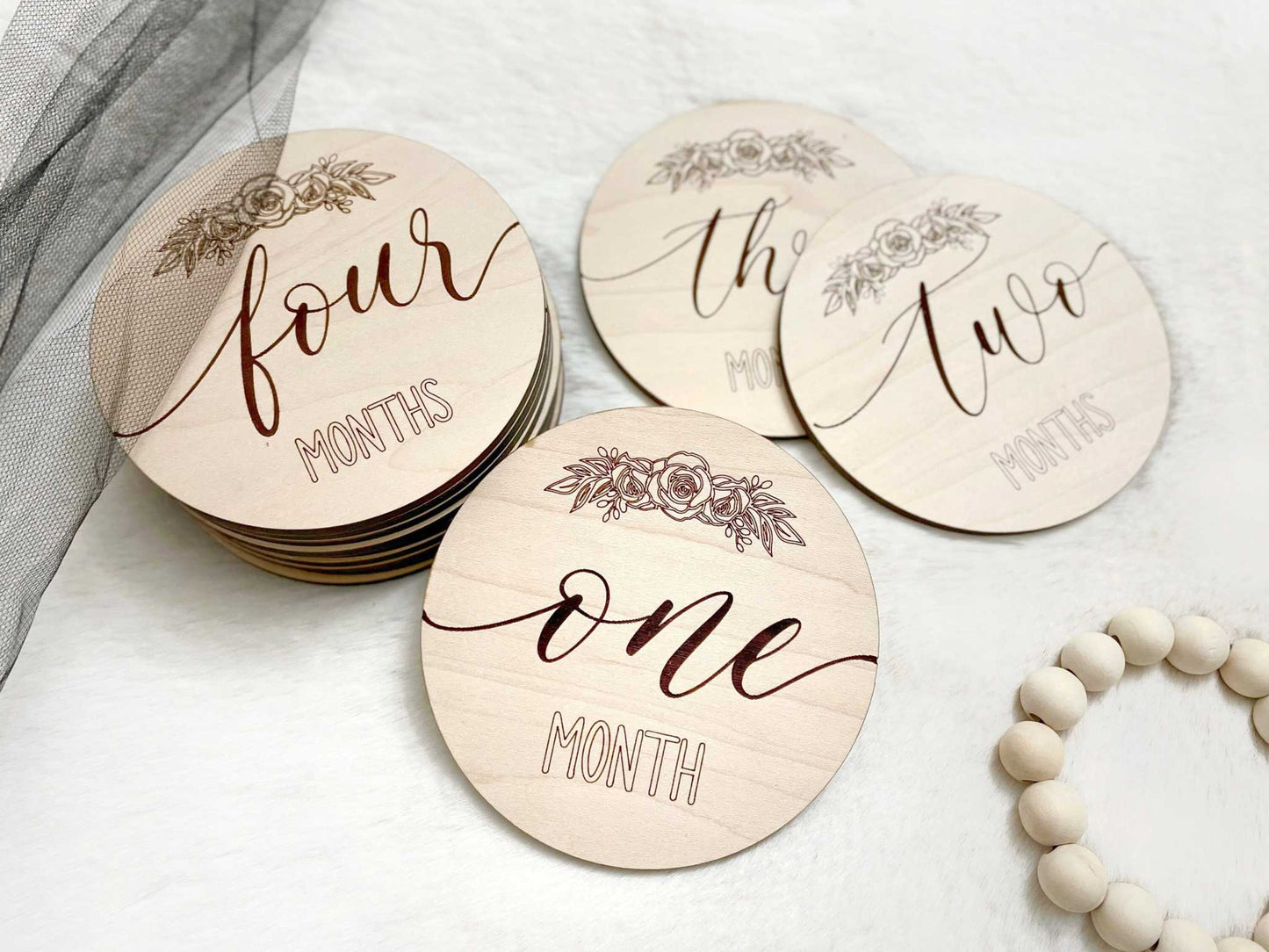 Round Floral Baby Monthly Milestones - Perfect Baby Shower Gift