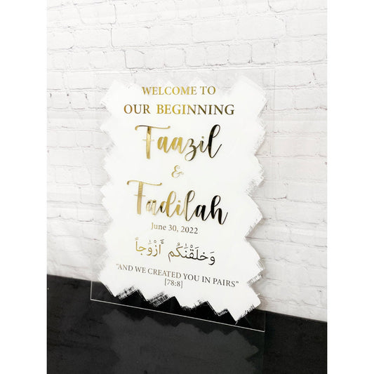 Welcome to Our Beginning Elegant Sign - Custom Acrylic Display