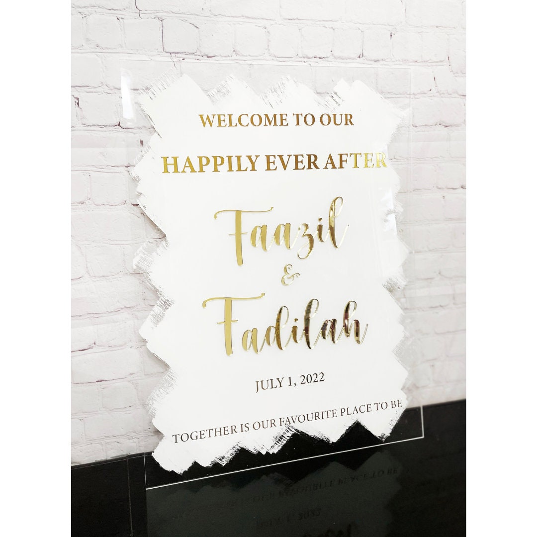 Happily Ever After Wedding Signage - Custom Acrylic Display