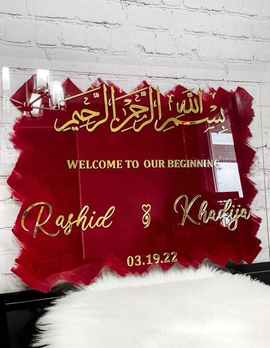 Welcome To Our Beginning Acrylic Sign - Custom Wedding Decor