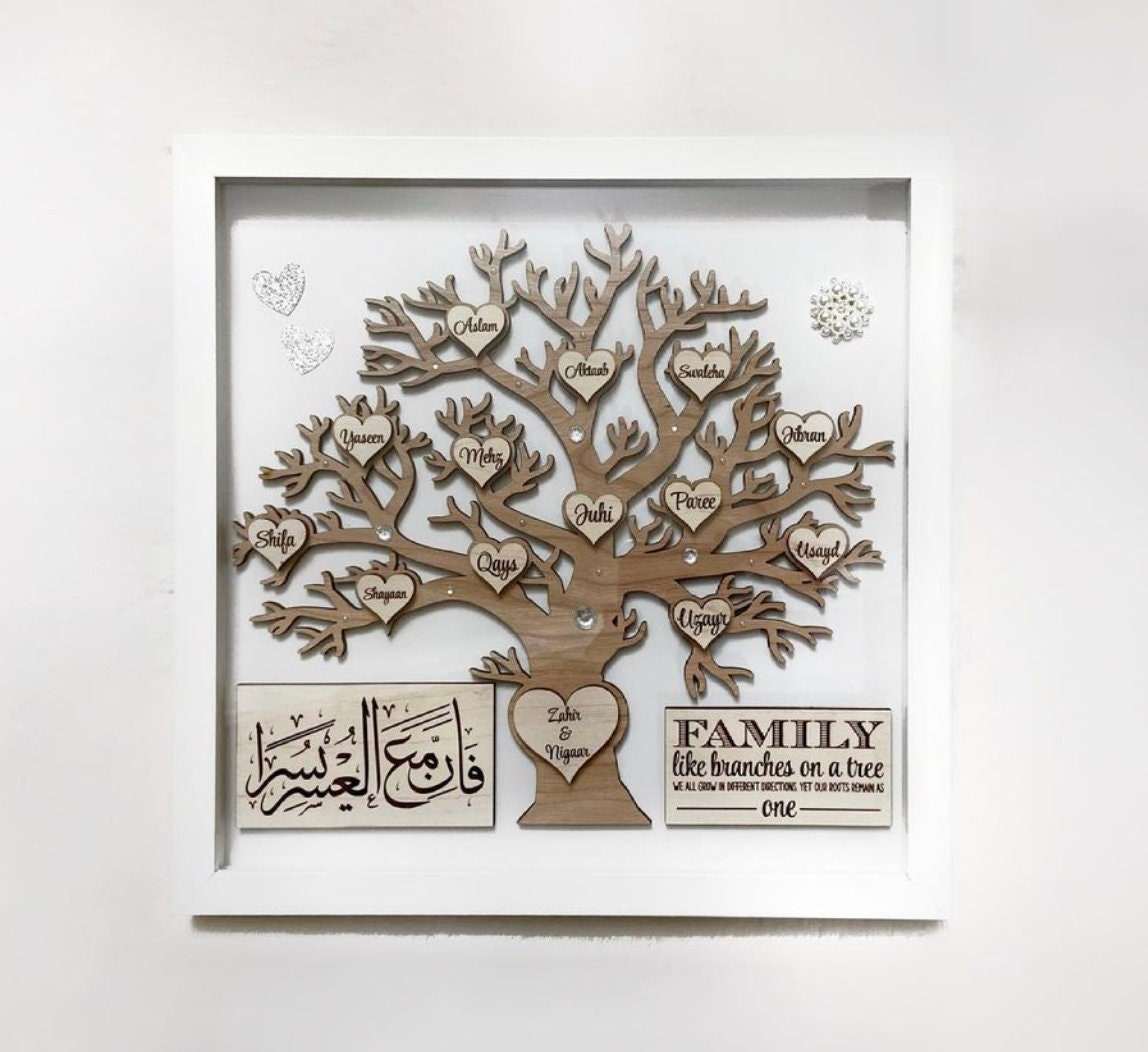 Muslim Family Tree Keepsake Shadow Box | Personalized Frame Gift