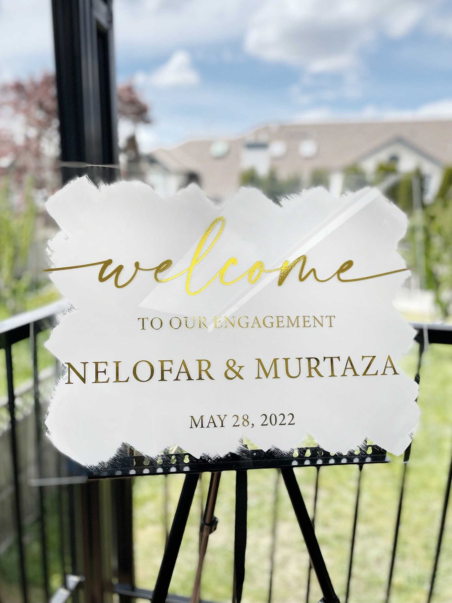 Pink & Gold Wedding Ceremony Sign - Custom Acrylic Welcome Decor