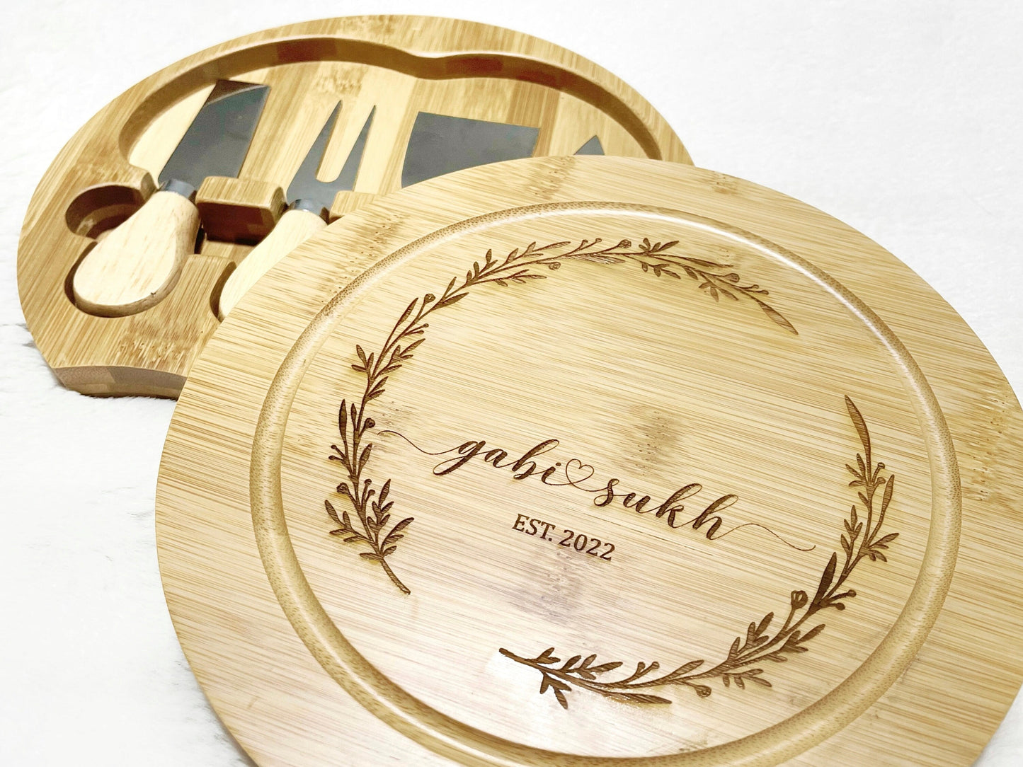 Personalized Cheeseboard & Charcuterie - Custom Bamboo Gift Set