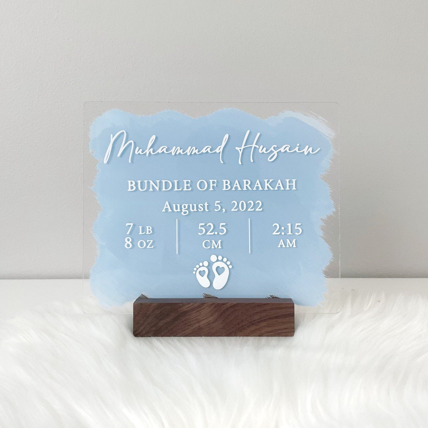 Blue Baby Birth Stat Keepsake - Personalized Gift for Newborn Baby Boy