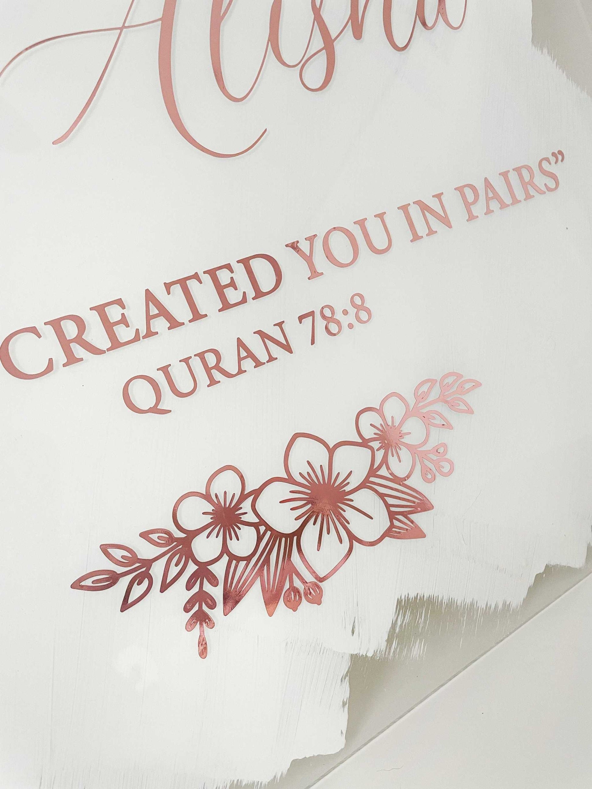 Acrylic Nikkah Sign - Elegant Custom Wedding Welcome